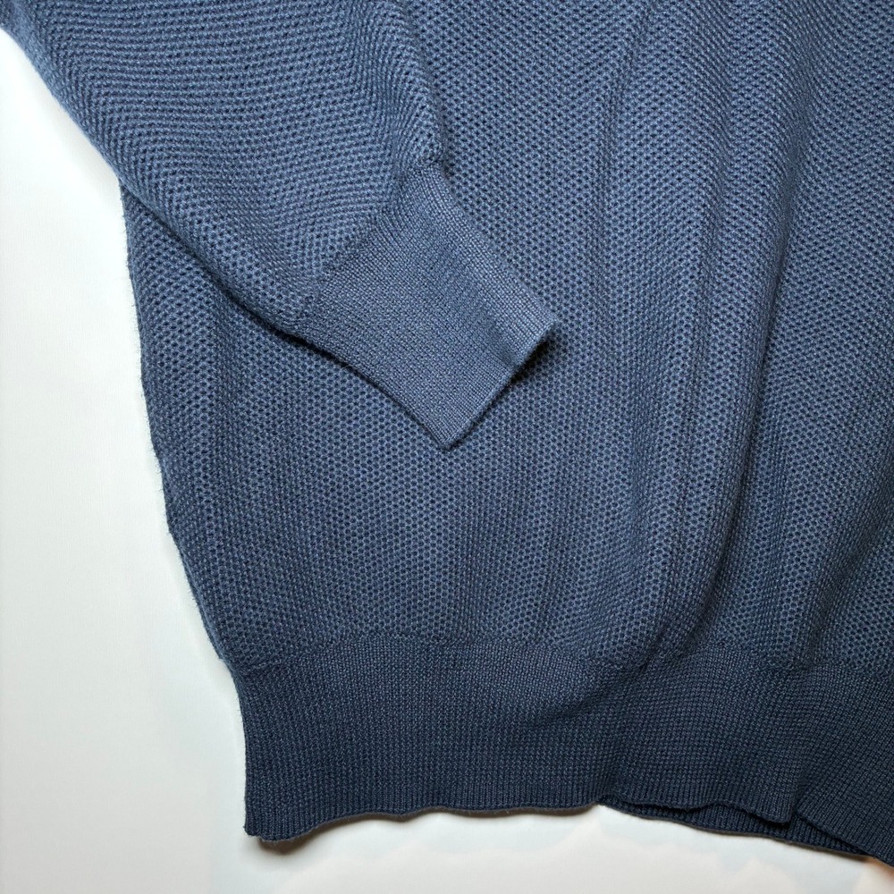 J.Crew Silk Cotton Knit Sweater Mens Medium Navy Lightweight Classic Academia - Picture 4 of 7
